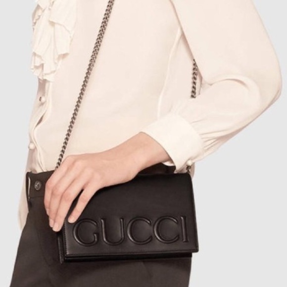 NEW GUCCI XL LOGO LEATHER CROSS-BODY BAG - Picture 8 of 8